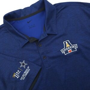 Nike‎ Dri-Fit Crosshatch MILLER LITE Andrews BEER Men's XL Polo Shirt BLUE